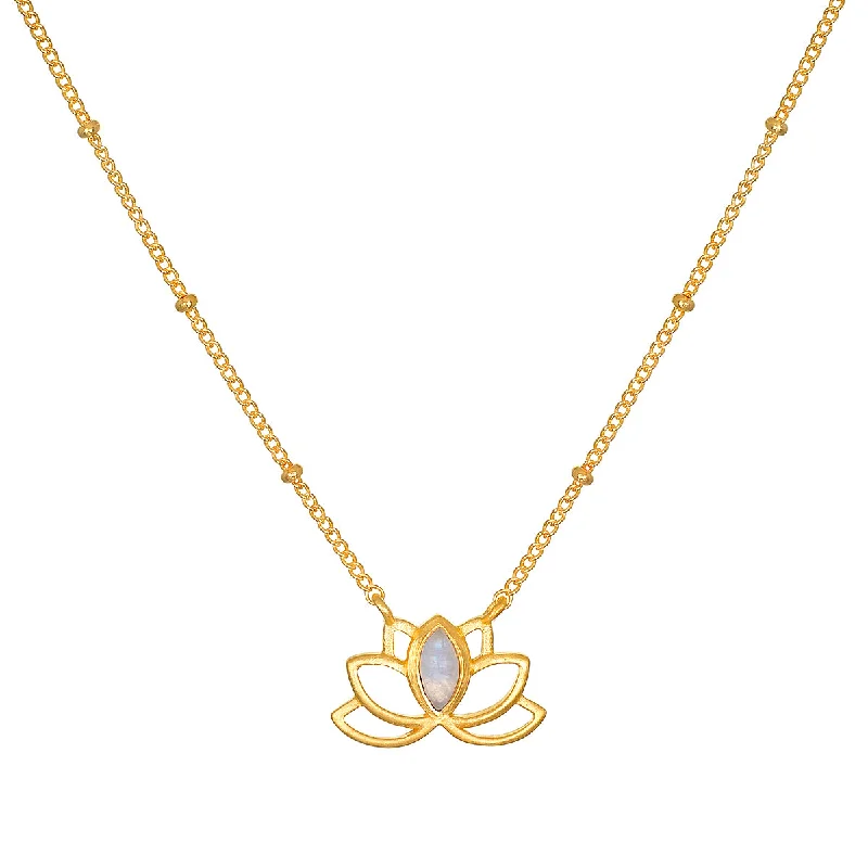 women’s sophisticated necklaces-Cultivate Intuition Lotus Moonstone Necklace