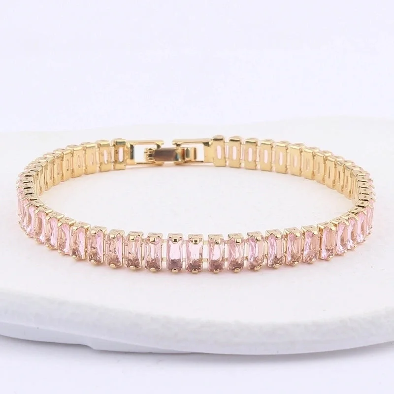 Square Buckle Bracelet Pink|18K