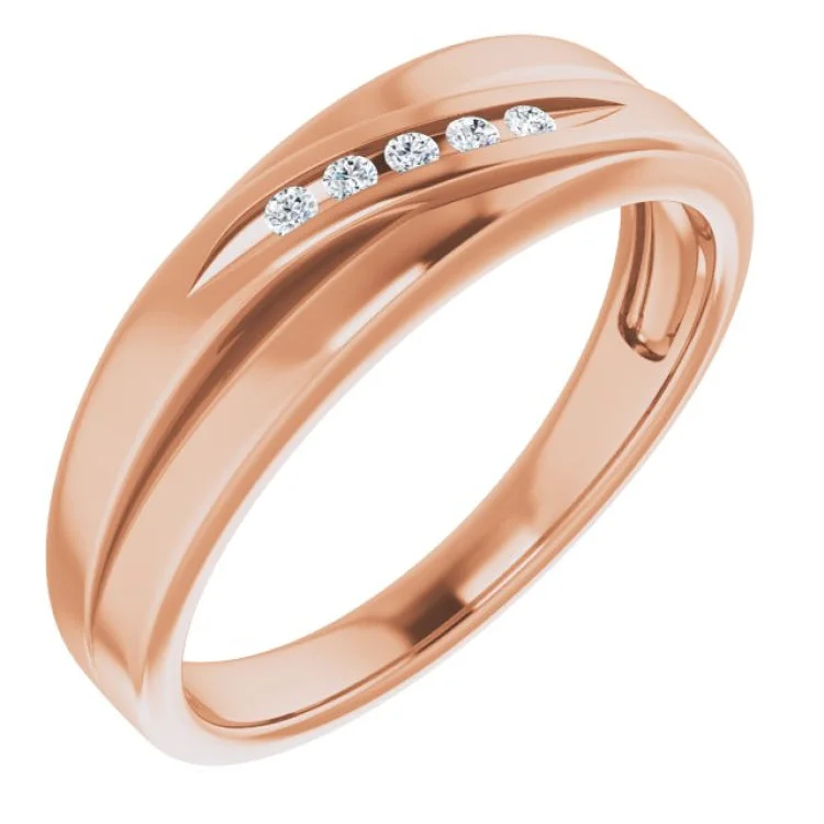 women’s eco-friendly engagement rings-14K Rose 1.5 mm Round .07 CTW Natural Diamond Wedding Band