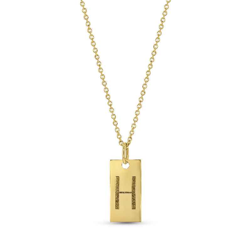 women’s gold choker necklaces-Initial Tag Necklace