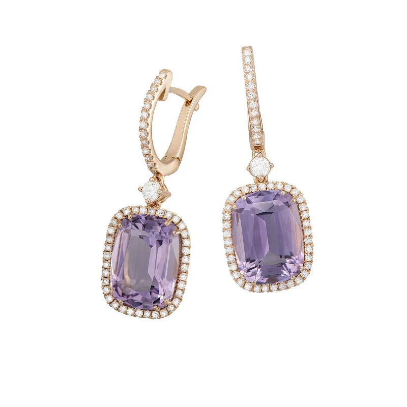 women’s ethnic earrings-Earrings with Amethysts and Diamonds