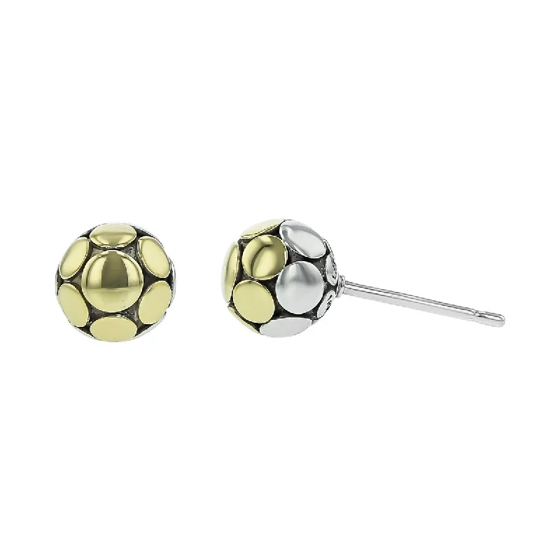 women’s high-quality earrings-John Hardy Dot Ball Stud Earrings in 18K Yellow Gold and Sterling Silver