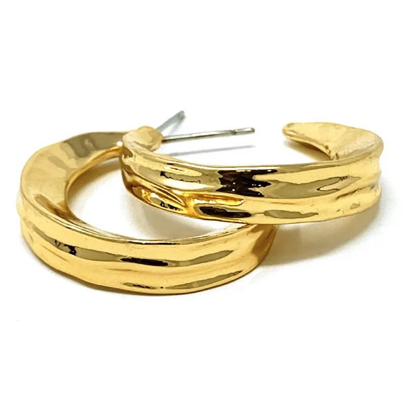 women’s engagement earrings-Medium Gold Stud Hoop Earrings