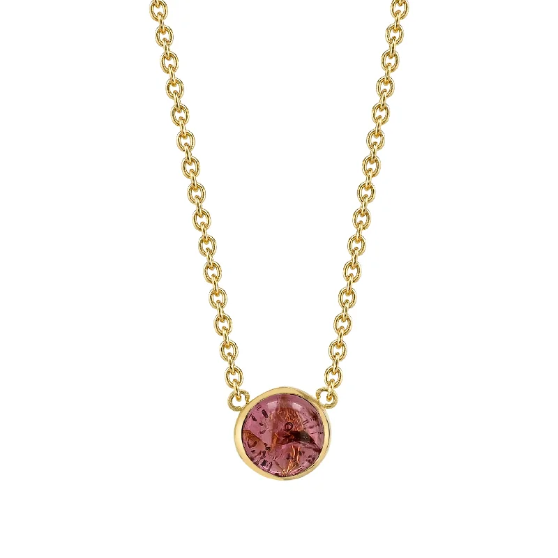 women’s birthstone necklaces-Baby Cab Necklace - Pink Tourmaline