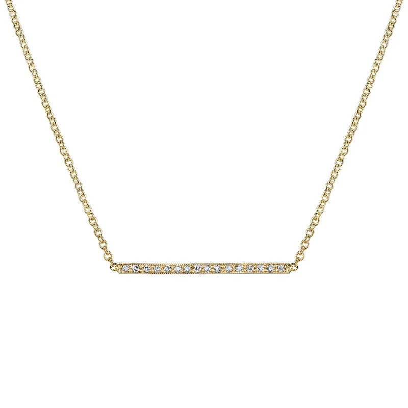 women’s anniversary pendant necklaces-Pave Straight Bar Necklace