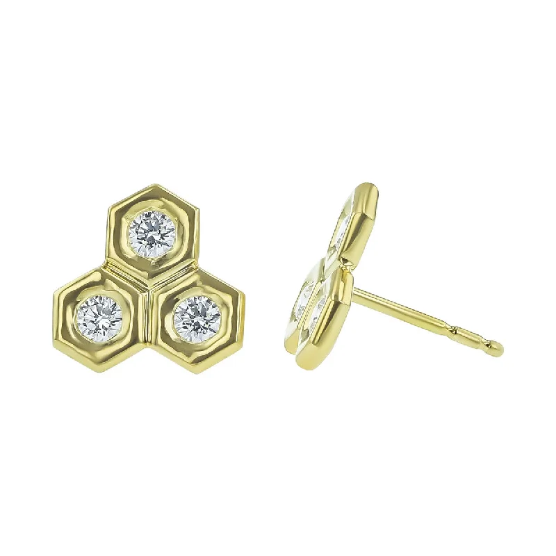 women’s gold hoop earrings-Honeycomb Stud Earrings