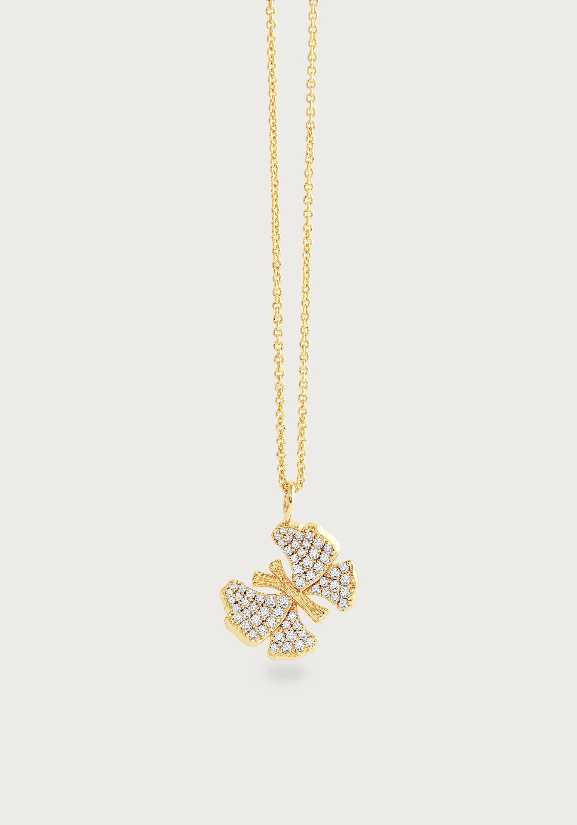 women’s delicate chain necklaces-Butterfly White Pavé Necklace