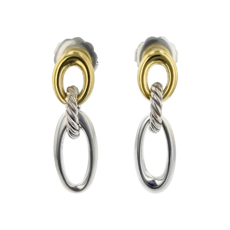 women’s large earrings-David Yurman Sterling and 18K Gold Dangle Earrings