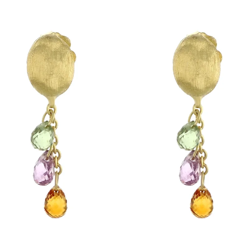 women’s chunky earrings-Citrine, Amethyst, and Quartz Briolette Earrings