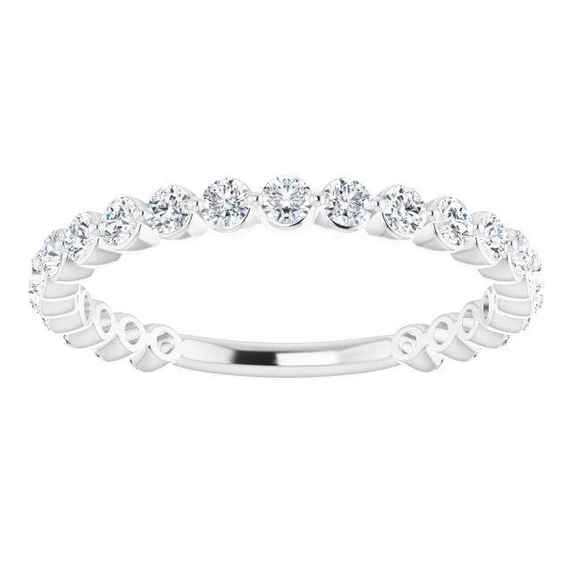 women’s engagement rings with large stones-0.75 ct. Shared Prong Round Cut Diamond Wedding Band