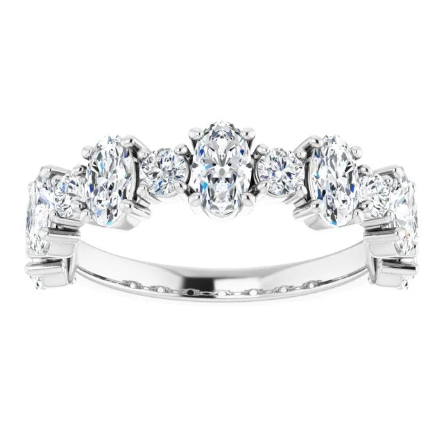 platinum engagement rings for women-1.83 ct. Oval & Round Cut Diamond Wedding Band