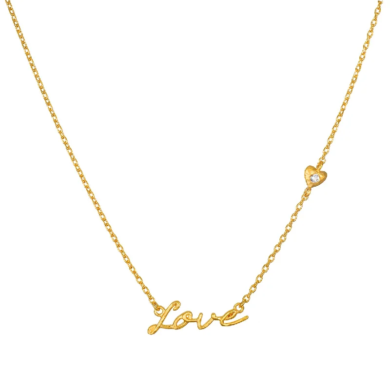 women’s chic pendant necklaces-Adorned with Love Gold Necklace