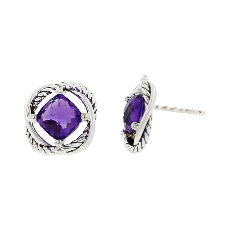 women’s chic drop earrings-David Yurman Sterling Silver Purple Amethyst Infinity Stud Earrings