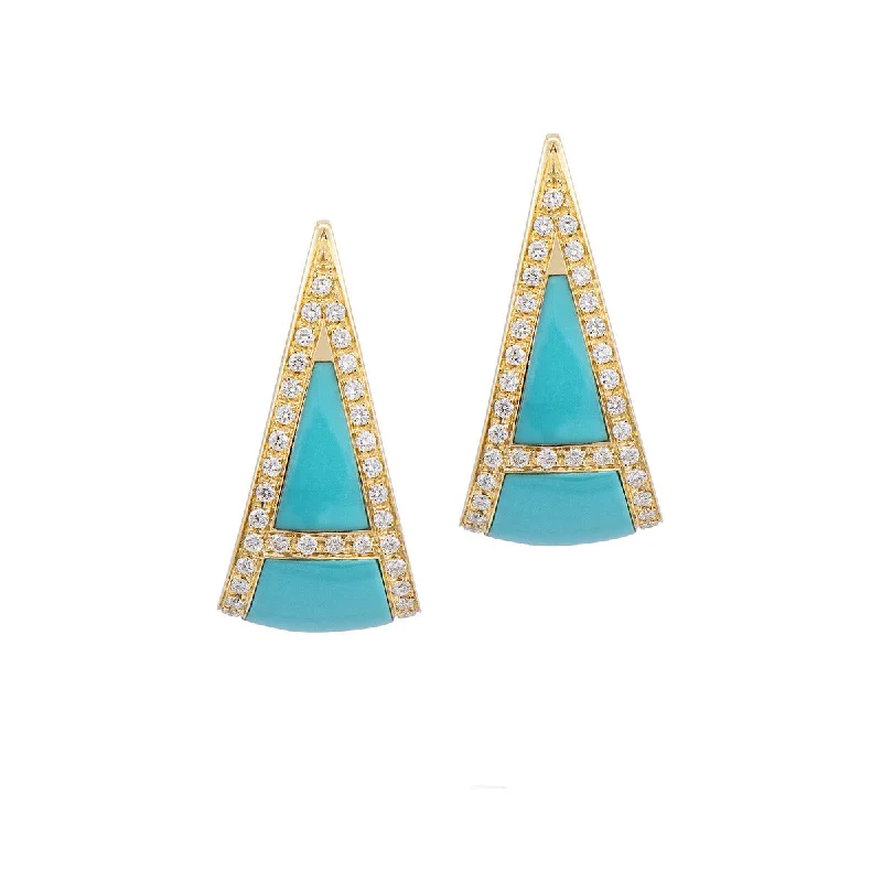 women’s square earrings-Earrings with Diamonds and Turquoise