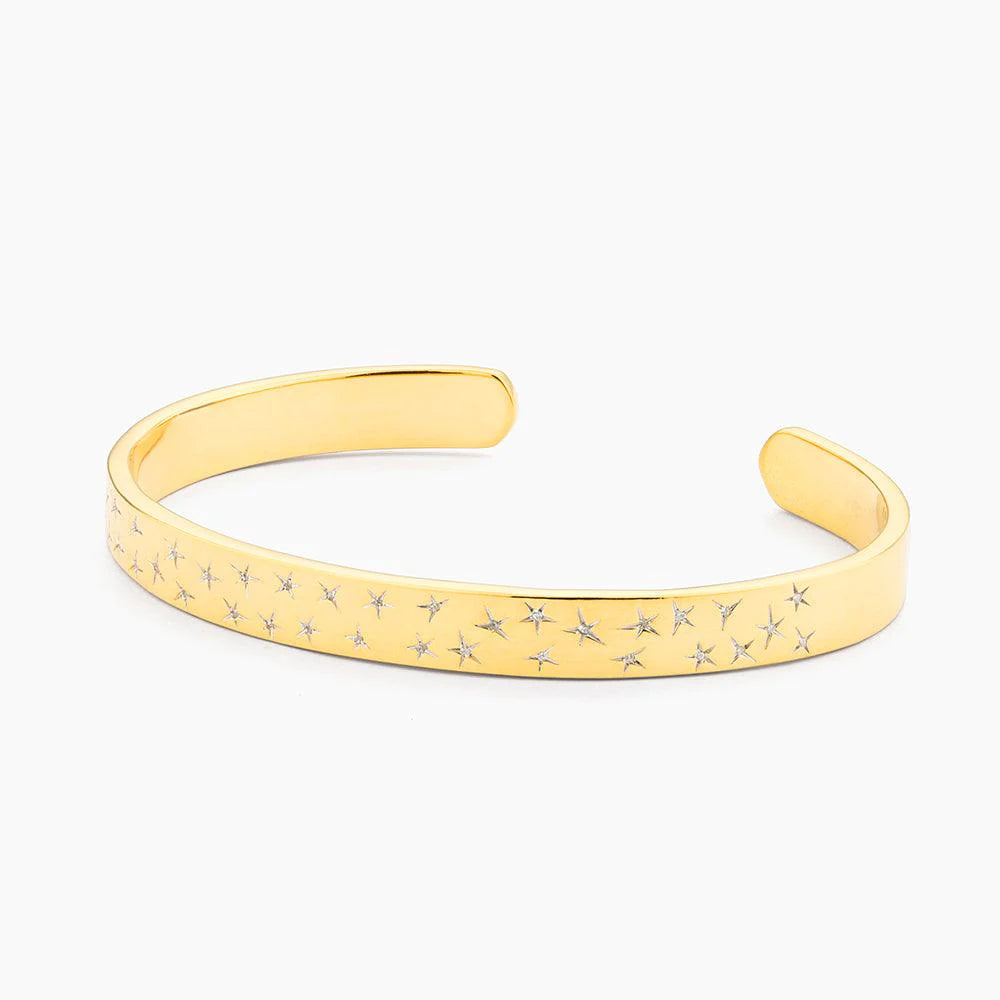 women’s high-end bangles-Ella Stein 14k Yellow Gold Plated "Sky is the Limit" Diamond Cuff Bracelet