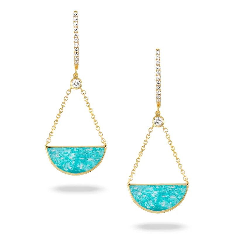 women’s dainty earrings-Doves Amazonite Diamond Earrings