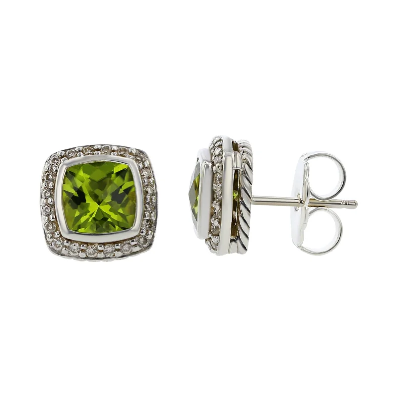 women’s heart earrings-David Yurman Albion Earrings with Peridot and Diamonds