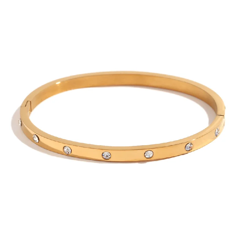 Dotted Zircon Buckle Bracelet - Gold