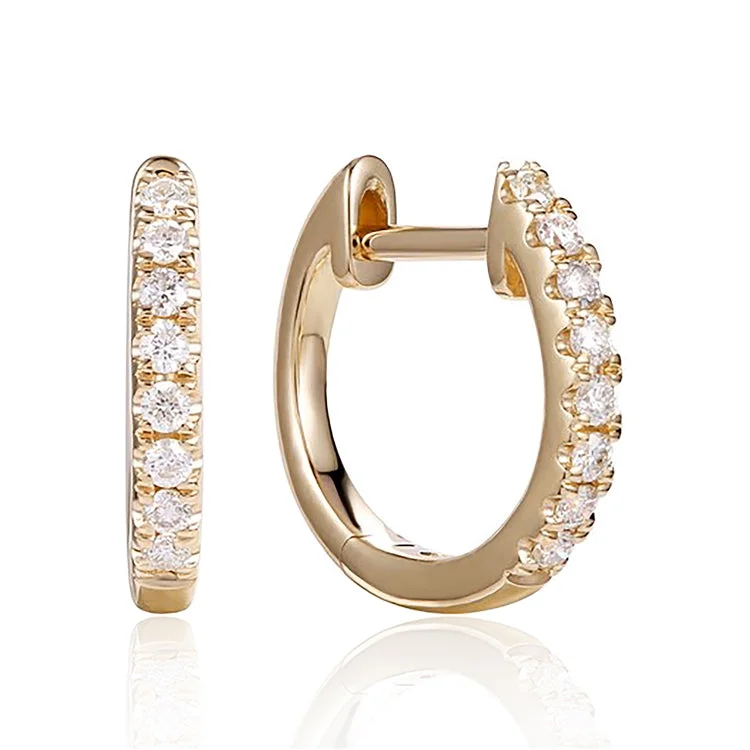 women’s fashion-forward earrings-Luvente 14k Gold Diamond Hoop Earrings E02758