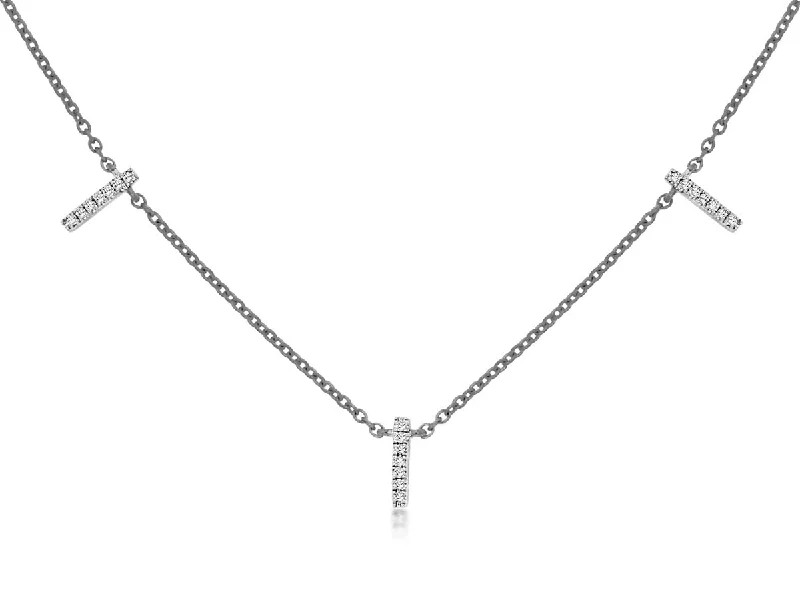 women’s heart necklaces-14K White Gold Dangle Bar Diamond Necklace