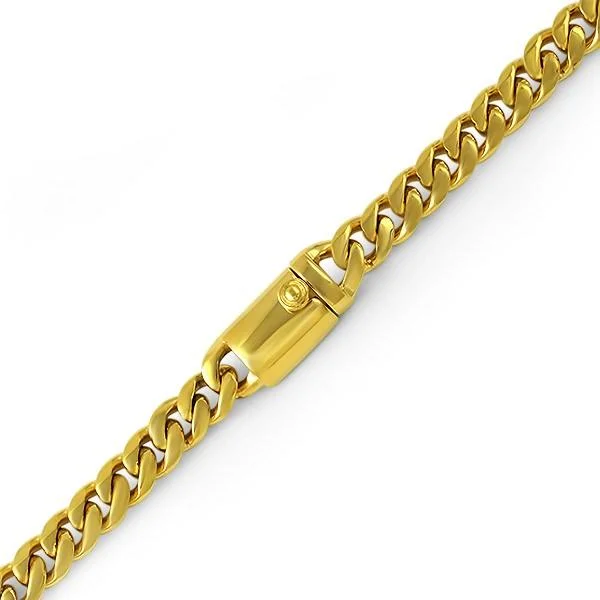 women’s silver tennis bracelets-Miami Cuban Bracelet 9MM Gold 316L Box Clasp