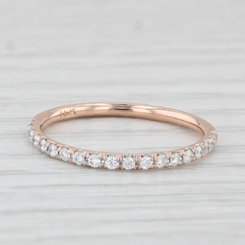 women’s solitaire diamond engagement rings-0.20ctw Diamond Wedding Band 14k Rose Gold Stackable Ring Size 6.75