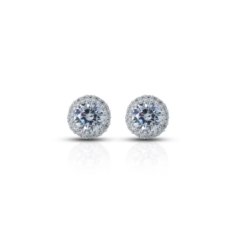 women’s gold stud earrings-Sterling Silver American Diamond Earrings