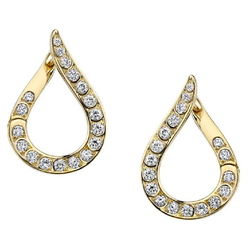 silver earrings for women-Dew Drop Shaped Artisan Pave Diamond Earrings