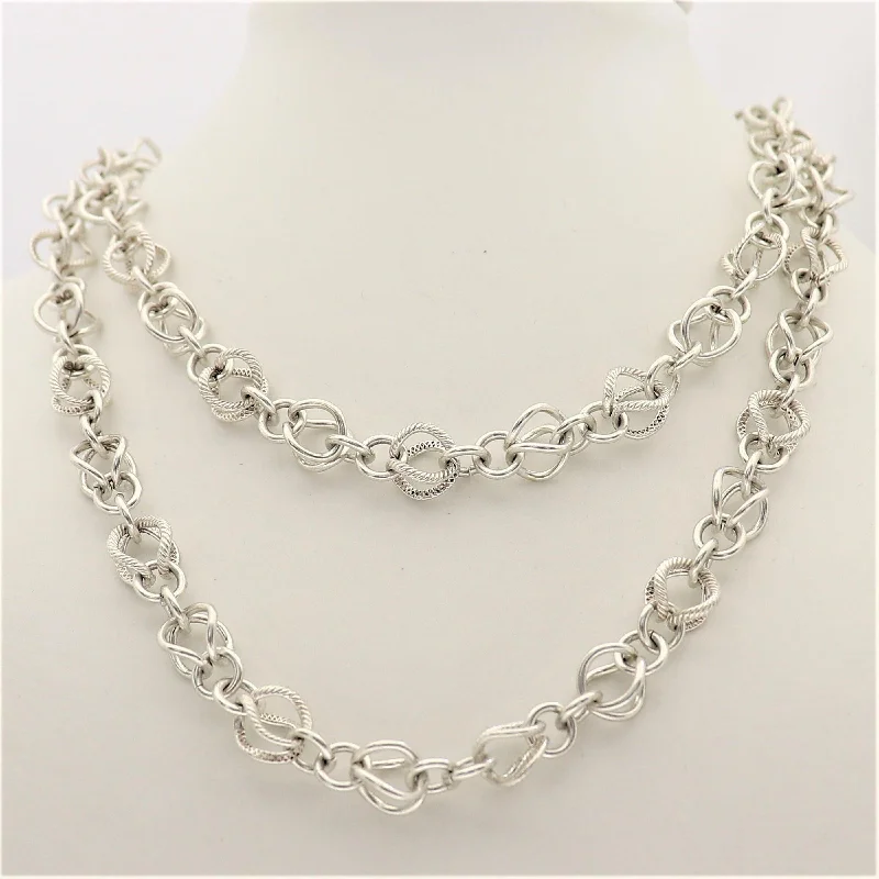 women’s statement necklaces-Silver Fancy Infinity Necklace