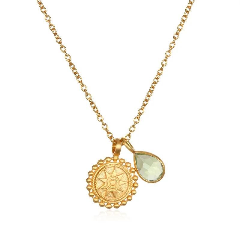 women’s charm pendant necklaces-August Peridot Birthstone Mandala Necklace