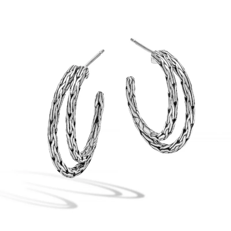 women’s colorful earrings-Classic Chain Silver Small Hoop Earrings