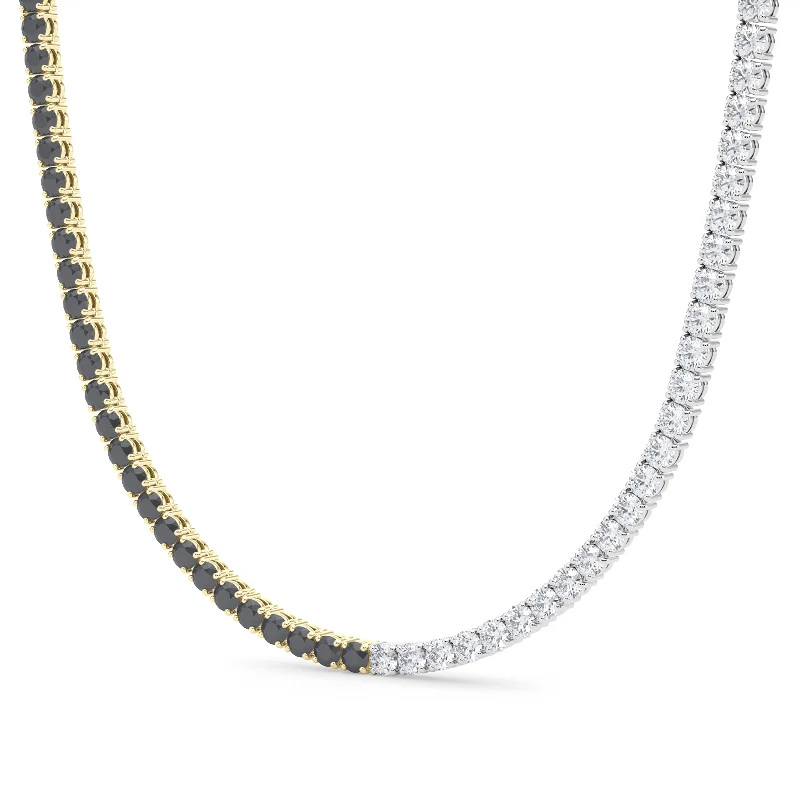 women’s geometric necklaces-Black & White Diamond Tennis Necklace