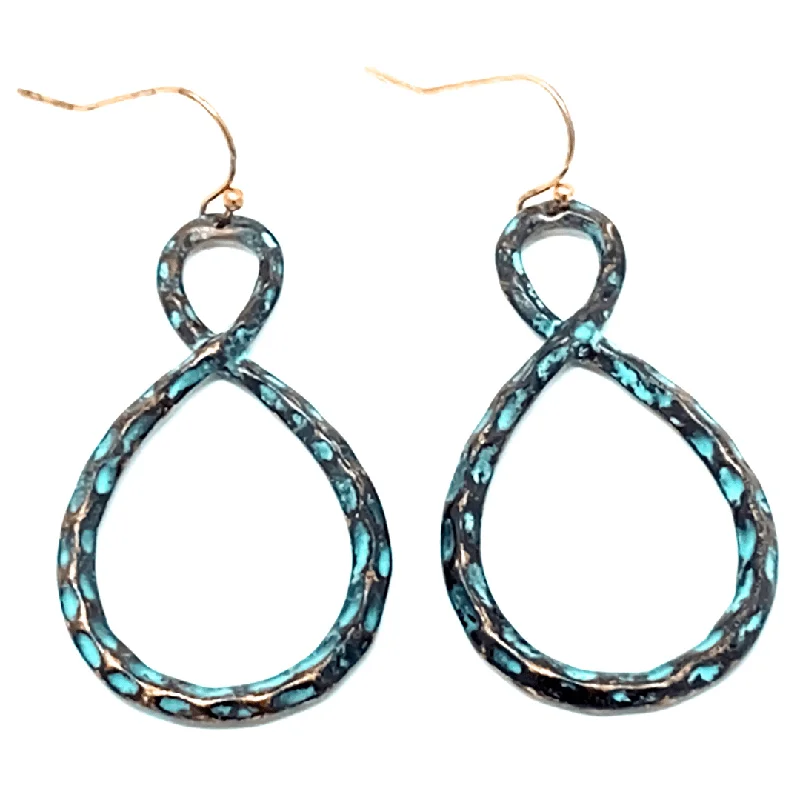 women’s chic drop earrings-Hammered Patina Twisted Hoop Earrings