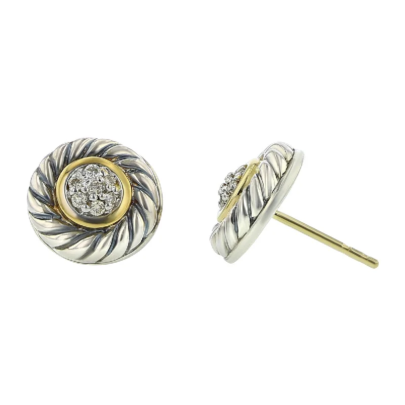 women’s infinity earrings-David Yurman Albion Pave Diamond Button Earrings