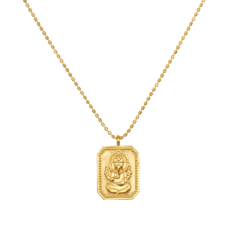 women’s pearl pendant necklaces-Ganesha Hindu God, Bestower of Good Fortune Necklace