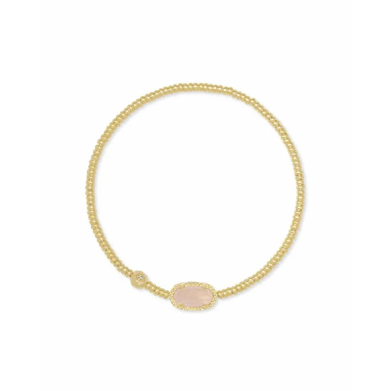 women’s large cuff bracelets-Kendra Scott Grayson Stretch Bracelet In Gold Metal with Rose Quartz