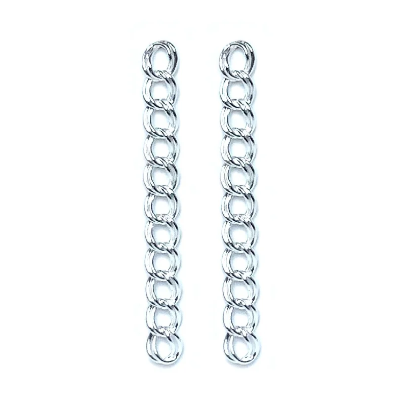 women’s gemstone earrings-Sterling Silver Curb Chain Drop Earrings