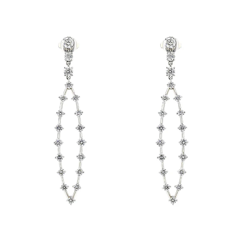 women’s romantic earrings-Elliptical Diamond Drop Earrings