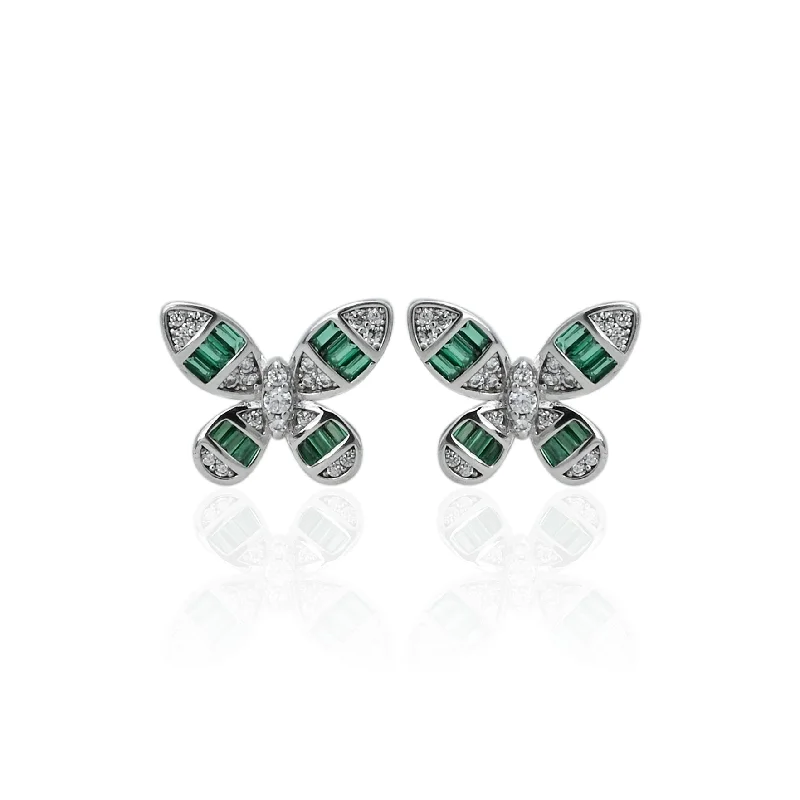 women’s geometric earrings-Silver "Green Lantern" Girls Earrings