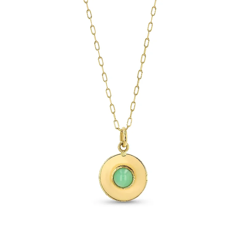 women’s anniversary pendant necklaces-Light Disc Necklace - Chyrsoprase