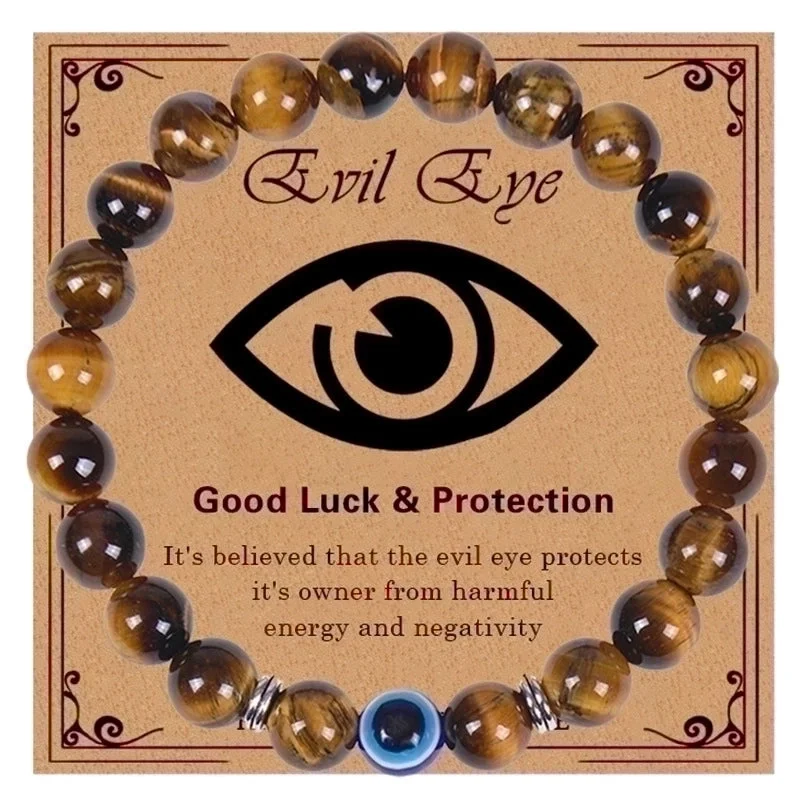 Tiger Eye-Evil Eye Bracelet