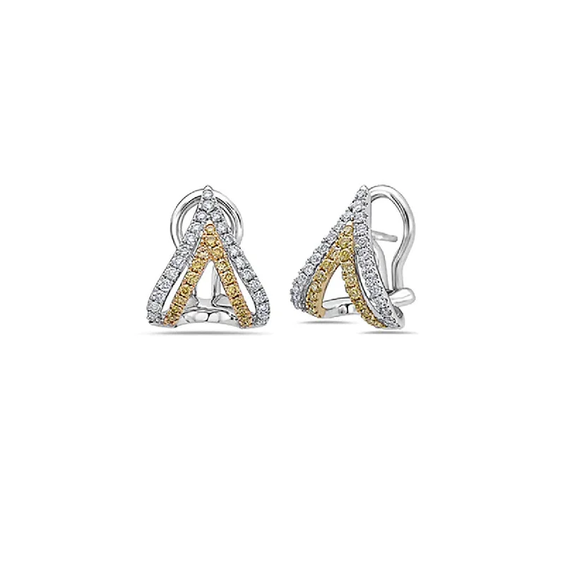 women’s unique earrings-Diamond Double V Pave Stud Earrings