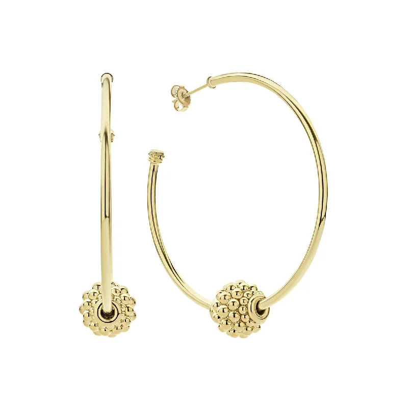 women’s diamond earrings-Caviar Gold Hoop Earrings