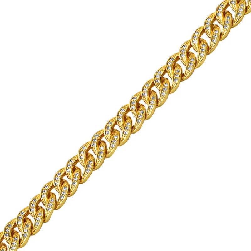 women’s bold bracelets-Gold Miami Cuban CZ Bling Bling Bracelet 8MM