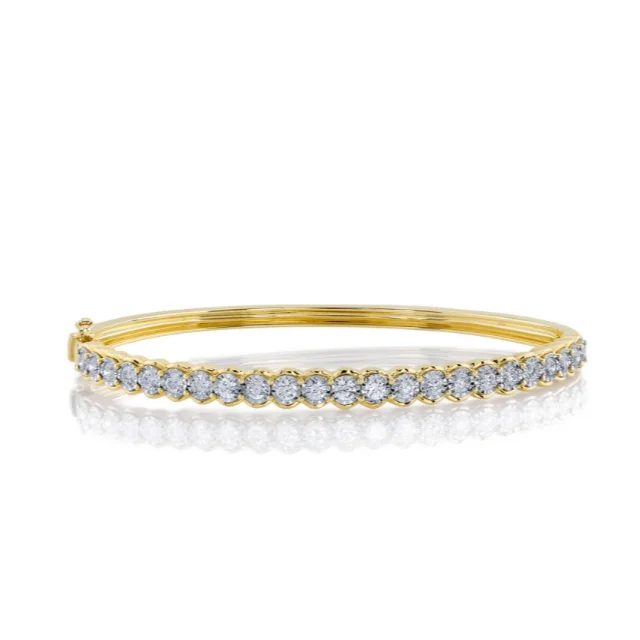 women’s simple bangles-Shy Creation Scalloped Diamond Bangle Bracelet