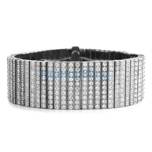 women’s fashion bangles-Custom 10 Row 316L Stainless Steel Bling Bling Bracelet