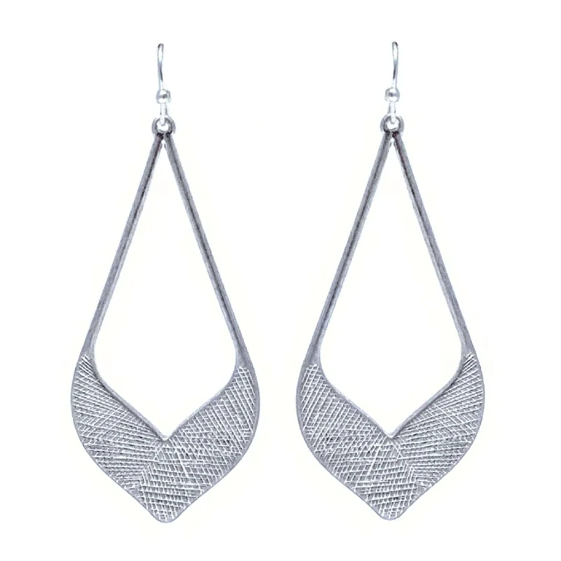 women’s diamond earrings-Silver Textured Teardrop Statement Earrings