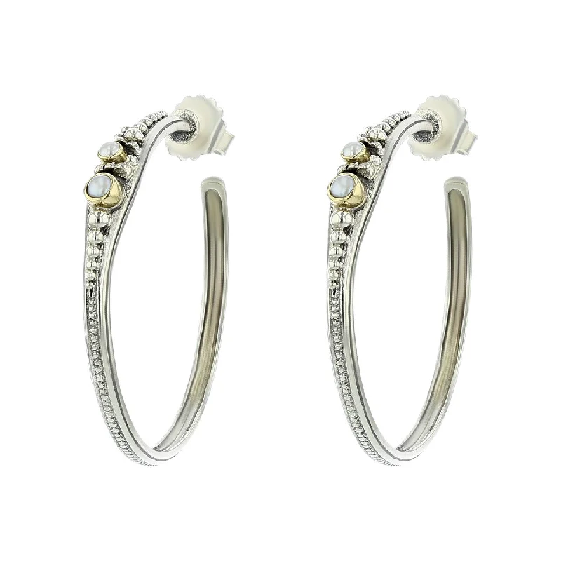 women’s infinity earrings-Konstantino Hoop Earrings with Pearl Accents