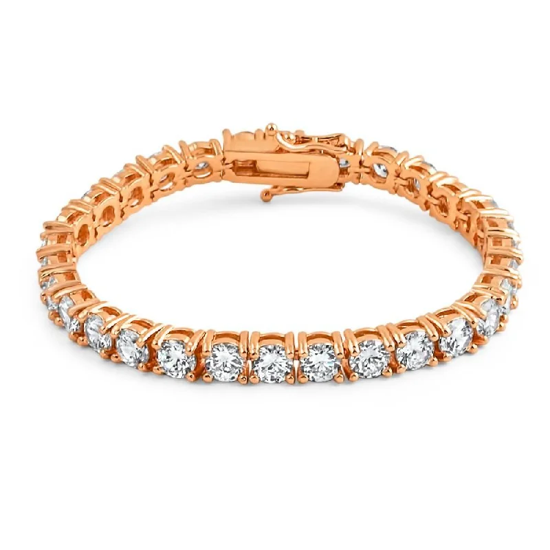 women’s sterling silver bracelets-6MM CZ 1 Row Bling Bling Tennis Bracelet Rose Gold