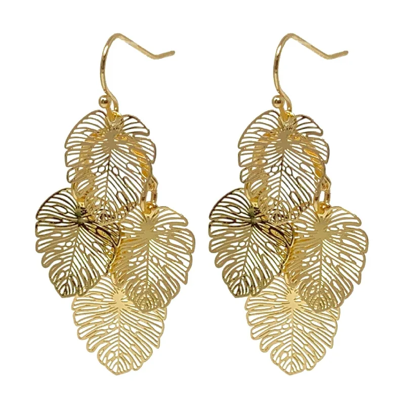 women’s chunky earrings-Dangling Monstera Earrings